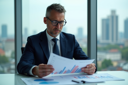 Analyste financier européen étudiant des graphiques