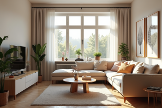 Intérieur chaleureux d un appartement familial moderne