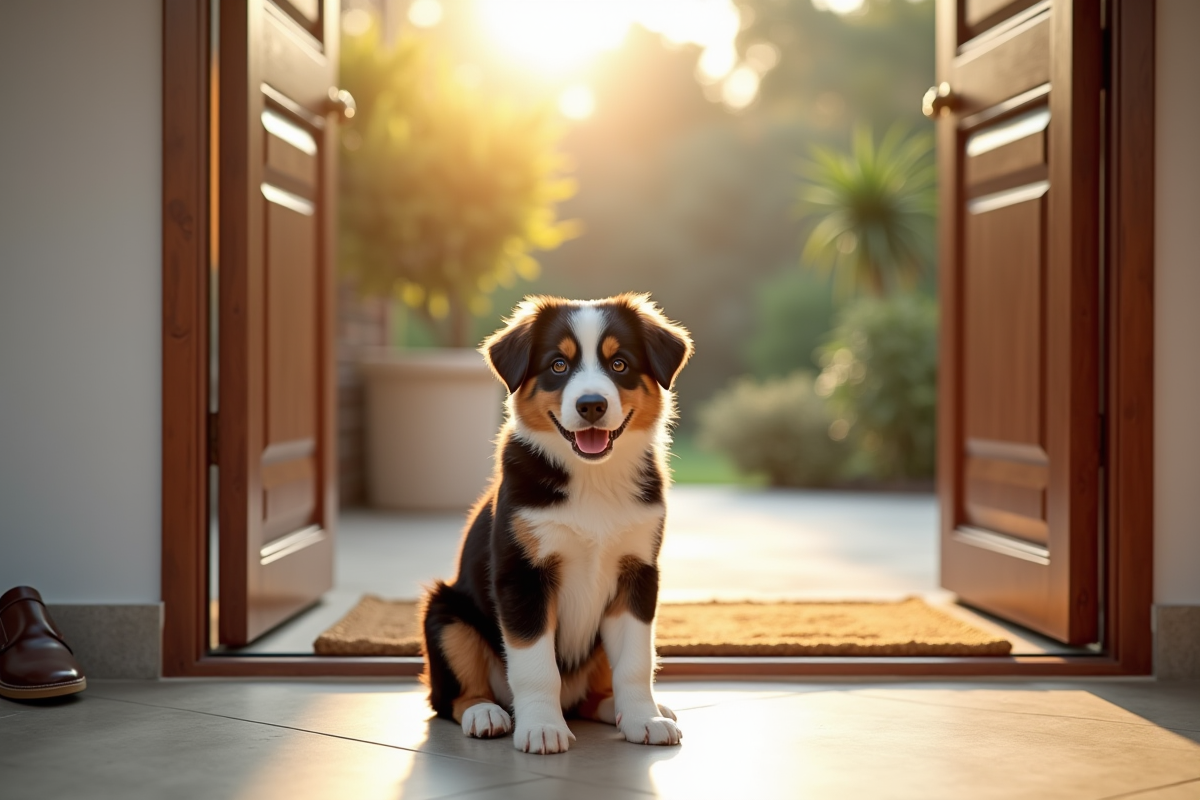 Chiot australien souriant à l