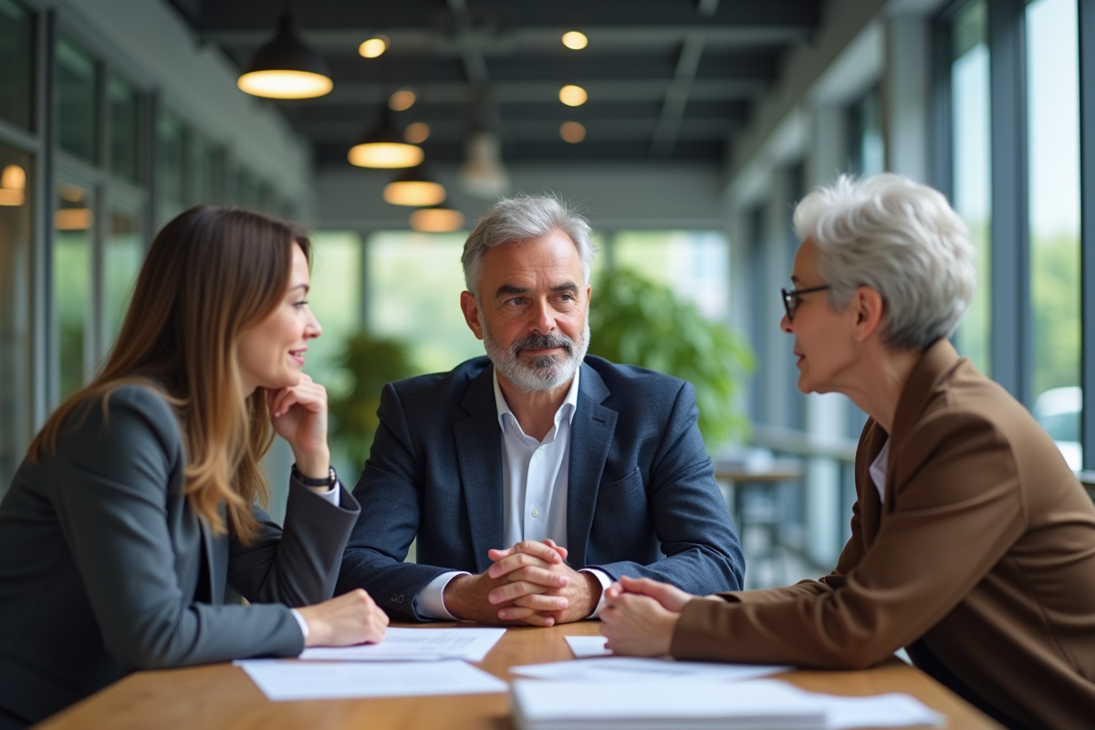 Trois collègues de générations différentes en réunion de travail
