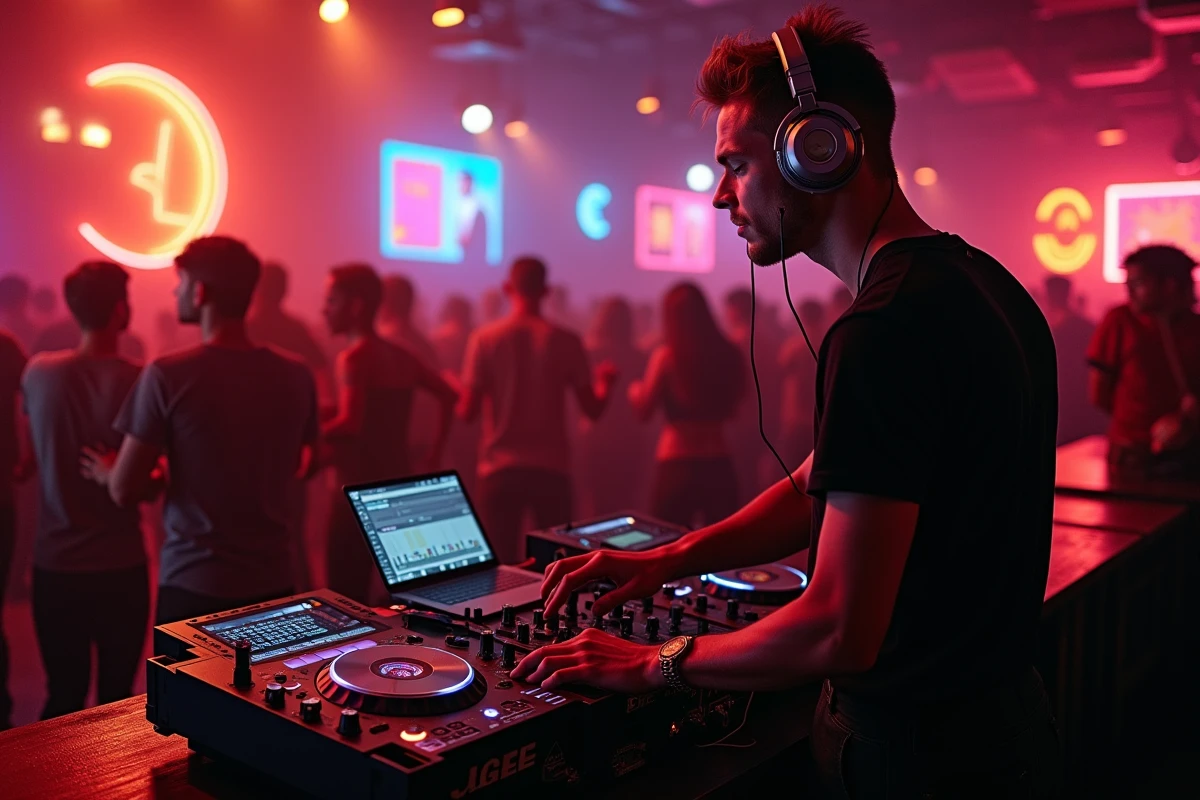 DJ androgynes sélectionnant des morceaux dans un club à Lille