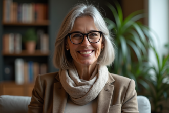 Femme élégante de 50 ans en portrait naturel