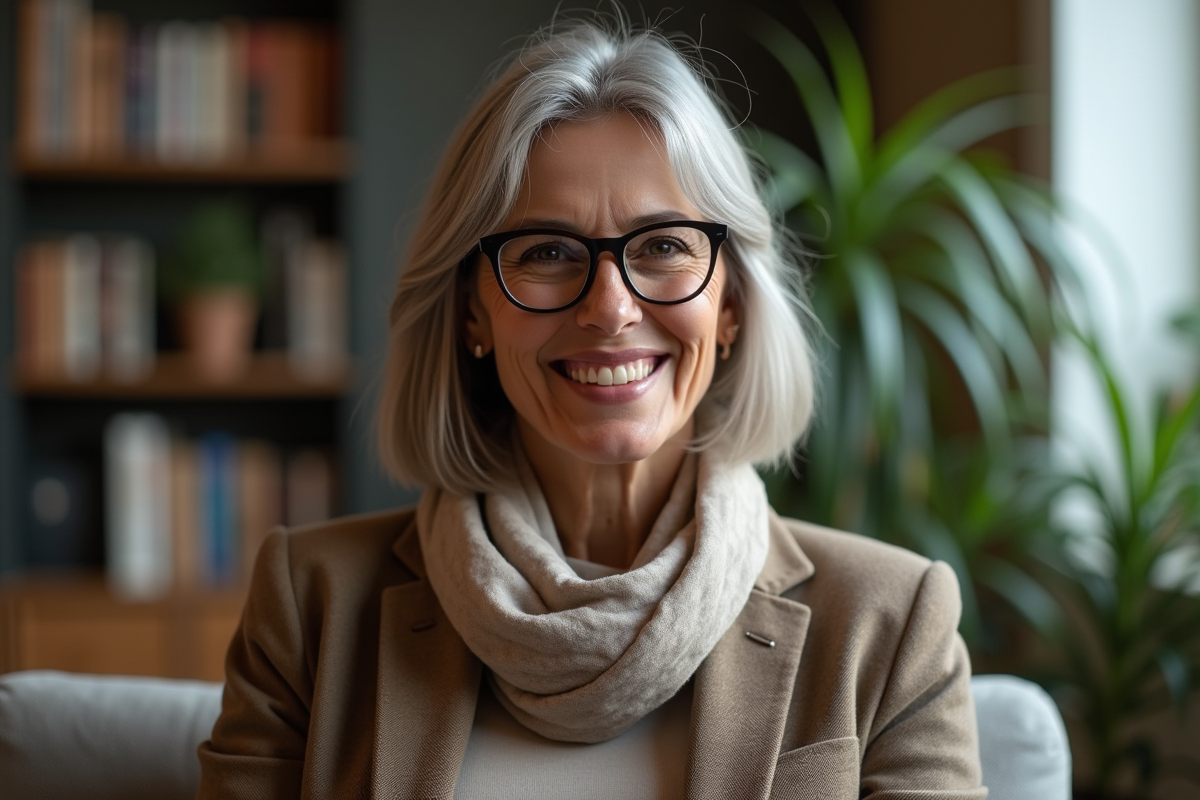 Femme élégante de 50 ans en portrait naturel