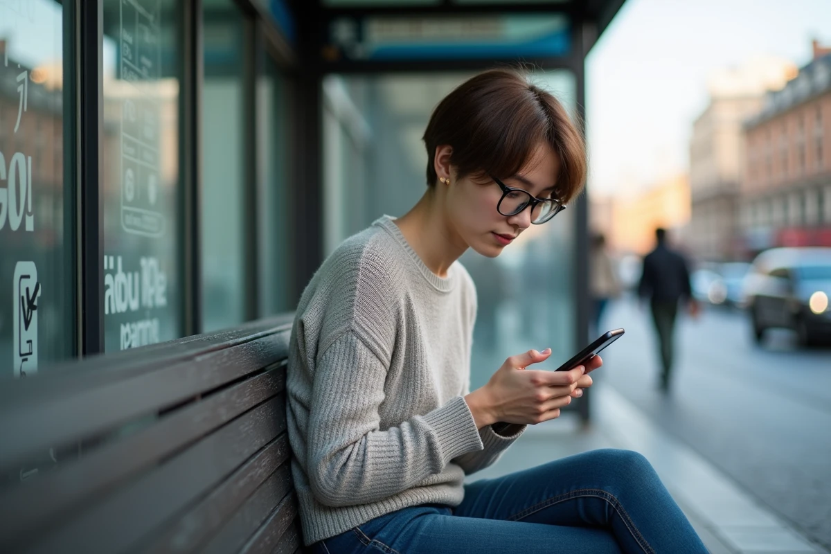 Jeune femme avec smartphone à l