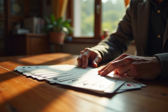 Personne distribuant un paquet de cartes en éventail dans une ambiance chaleureuse