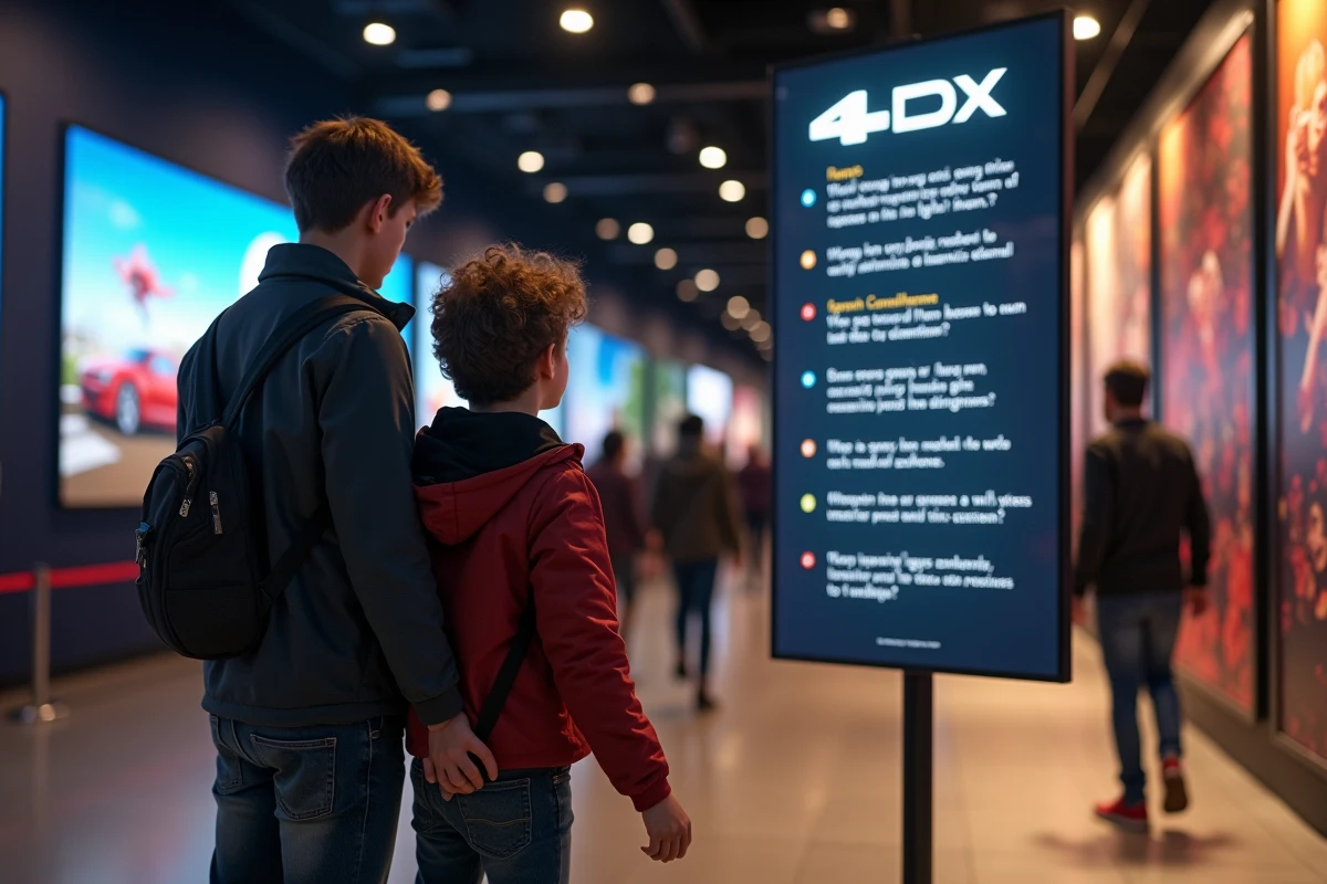 Fils et père lisant les consignes de sécurité à l